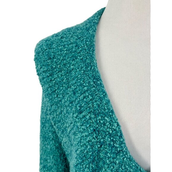 Vintage Victoria’s Secret Teal Plunging V-Neck Ruffled Cardigan Sweater Jumper - Picture 2 of 10